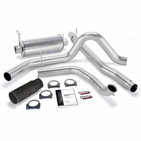 Monster Exhaust System Single Exit Black Round Tip 00-03 Ford 7.3L Excursion Banks Power - 48653-B