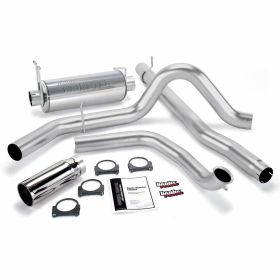 Monster Exhaust System Single Exit Chrome Round Tip 01-03 Ford 7.3L-275hp Manual Transmission W/Catalytic Converter Banks Power - 48657