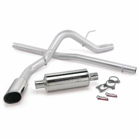Monster Exhaust System Single Exit Chrome Ob Round Tip 04-08 Ford F-150/Lincoln ECSB Banks Power - 48740