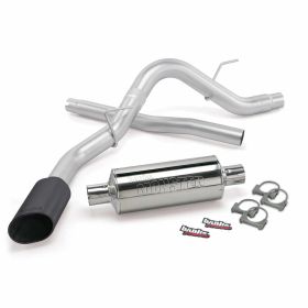 Monster Exhaust System Single Exit Black Ob Round Tip 11-14 Ford F-150 3.5L EcoBoost 5.0 6.2L all Cab/Bed Banks Power - 48761-B