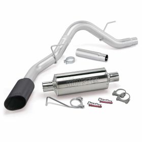 Monster Exhaust System Single Exit Black Ob Round Tip 15-16 F-150 2.7/3.5L EcoBoost 5.0L ECMB CCSB/MB Banks Power - 48762-B