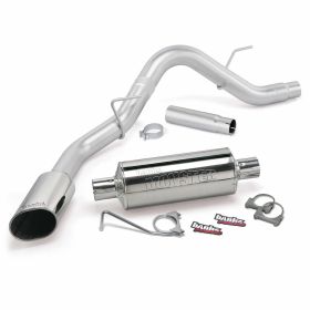 Monster Exhaust System Single Exit Chrome Ob Round Tip 15-16 F-150 2.7/3.5L EcoBoost 5.0L ECMB CCSB/MB Banks Power - 48762