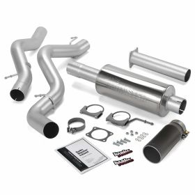 Monster Exhaust System Single Exit Black Round Tip 06-07 Chevy 6.6L ECSB Banks Power - 48938-B