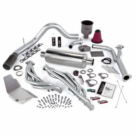 PowerPack Bundle Complete Power System W/Single Exit Exhaust Black Tip 99-04 Ford 6.8L Truck EGR Early Catalytic Converter Banks Power - 49130-B