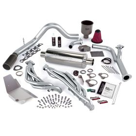 PowerPack Bundle W/AutoMind ModuleSingle Exit Exhaust Black Tip 99-04 Ford 6.8 Truck EGR Late Catalytic Converter Banks Power - 49442-B