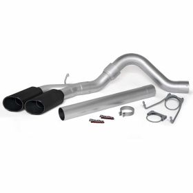 Monster Exhaust System Single Exit DualBlack Ob Round Tips 07-10 Dodge 6.7L SCLB/CCLB Banks Power - 49766-B