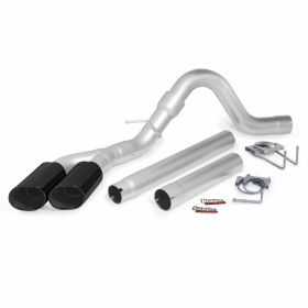 Monster Exhaust System Single Exit DualBlack Ob Round Tips 08-10 Ford 6.4L All Cab and Bed Lengths Banks Power - 49785-B