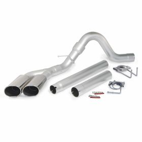 Monster Exhaust System Single Exit DualChrome Ob Round Tips 08-10 Ford 6.4L All Cab and Bed Lengths Banks Power - 49785