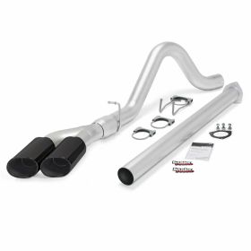 Monster Exhaust System Single Exit DualBlack Ob Round Tips 11-14 Ford 6.7L F250/F350/450 CCSB-LB Banks Power - 49789-B