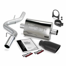 Monster Exhaust System Single Exit Black Ob Round Tip 97-99 Jeep 2.5/4.0L Wrangler Banks Power - 51312-B