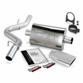 Monster Exhaust System Single Exit Chrome Ob Round Tip 97-99 Jeep 2.5/4.0L Wrangler Banks Power - 51312
