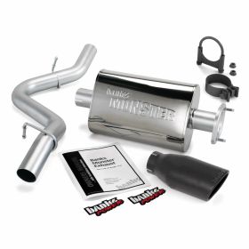 Monster Exhaust System Single Exit Black Ob Round Tip 00-03 Jeep 2.5/4.0L Wrangler Banks Power - 51313-B