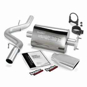 Monster Exhaust System Single Exit Chrome Ob Round Tip 04-06 Jeep 4.0L Wrangler Banks Power - 51314