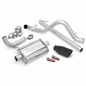 Monster Exhaust System Single Exit Black Ob Round Tip 07-11 Jeep 3.8L Wrangler 2 Door Banks Power - 51321-B