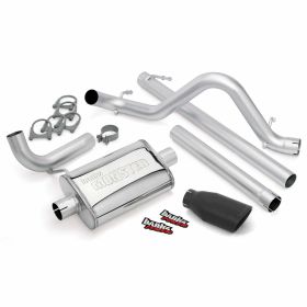 Monster Exhaust System Single Exit Black Ob Round Tip 07-11 Jeep 3.8L Wrangler Unlimited 4 Door Banks Power - 51322-B