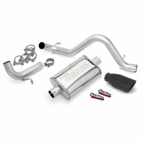 Monster Exhaust System Single Exit Black Ob Round Tip 12-17 Jeep 3.6L Wrangler 2 Door Banks Power - 51342-B
