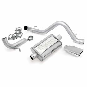 Monster Exhaust System Single Exit Chrome Ob Round Tip 12-17 Jeep 3.6L Wrangler All 2 Door Banks Power - 51342