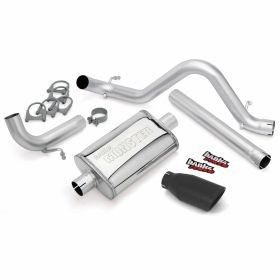 Monster Exhaust System Single Exit Black Ob Round Tip 12-17 Jeep 3.6L Wrangler Unlimited 4 Door Banks Power - 51343-B