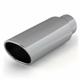 Tailpipe Tip Kit Ob Round Angle Cut Chrome 3 Inch Tube 3.75 X 4.5 X 11.5 inch Banks Power - 52908