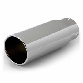 Tailpipe Tip Kit Round Straight Cut Chrome 3.5 Inch Tube 4.38 Inch X 12 inch Banks Power - 52922