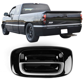 1999-2006 GMC Sierra 1500 Black Tail Gate Handle Cover No Keyhole ABS - 1-TGH-CVS99-BK