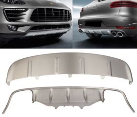 2014-2017 Porsche Macan Front + Rear Bumper Protector Guard Skid Plate 2PC - 5-SP-PSMAC15
