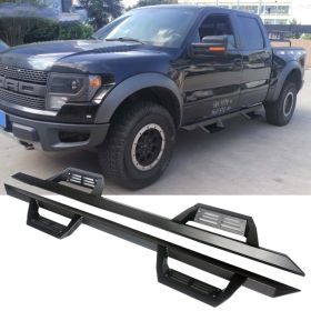 2009-2014 Ford F-150 Crew Cab Ikon V2 Style Running Boards Side Step Bar Black Side Step Nerf Bars - 5-SSB-FF15009CC-V2BK