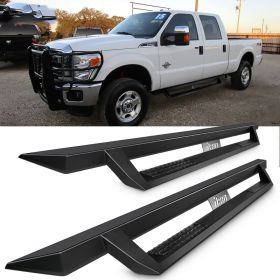 1999-2016 Ford F-250 Super Duty Crew Cab Ikon V1 Style Running Boards Black Side Step Nerf Bars - 5-SSB-FFSD99CC-V1BK