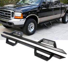 1999-2016 Ford F-250 Super Duty Crew Cab Ikon V2 Style Running Boards Black Side Step Nerf Bars - 5-SSB-FFSD99CC-V2BK