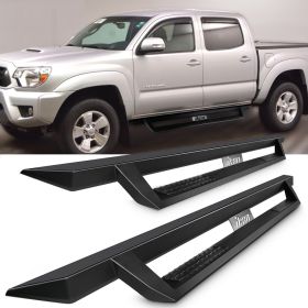 2007-2018 Toyota Tacoma Double Cab Ikon V1 Style Steel Running Boards Black Side Step Nerf Bars - 5-SSB-TTAC05DC-V1BK