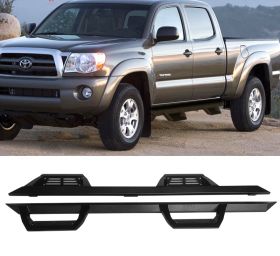 2007-2018 Toyota Tacoma Double Cab Ikon V2 Style Steel Running Boards Black Side Step Nerf Bars - 5-SSB-TTAC05DC-V2BK