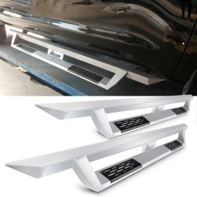 2007-2018 Toyota Tundra Crew Max Ikon V1 Style Steel Running Boards Silver Side Step Nerf Bars - 5-SSB-TTUN07CC-V1SL