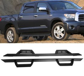 2007-2018 Toyota Tundra Crew Max Ikon V2 Style Steel Running Boards Black Side Step Nerf Bars - 5-SSB-TTUN07CC-V2BK