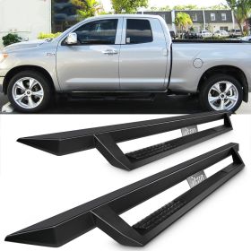 2007-2018 Toyota Tundra Double Cab Ikon V1 Style Steel Running Boards Black Side Step Nerf Bars - 5-SSB-TTUN07DC-V1BK