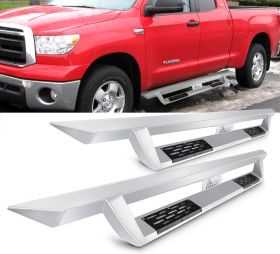 2007-2018 Toyota Tundra Double Cab Ikon V1 Style Steel Running Boards Silver Side Step Nerf Bars - 5-SSB-TTUN07DC-V1SL