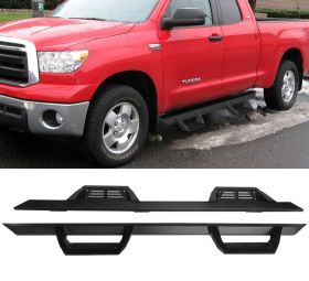 2007-2018 Toyota Tundra Double Cab Ikon V2 Style Steel Running Boards Black Side Step Nerf Bars - 5-SSB-TTUN07DC-V2BK