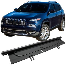 2014-2018 Jeep Cherokee Tonneau Cargo Shade Cover Black Polyurethane Leather - 5-TC-JCRK14-BK