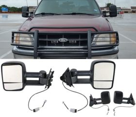 1997-1998 Ford F-250 Side View Towing Tow Mirrors Power Non-Heated Pair 2PC - 5-TM-FFLD97P