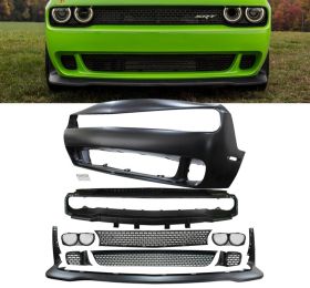 2015-2017 Dodge Challenger SRT HellCat Style Front Bumper + Grille + Spoiler Polypropylene - 8-FB-DCHALL15HC-PP