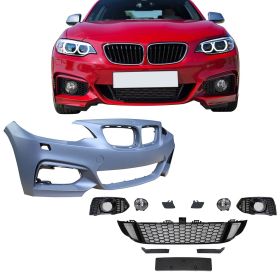 2014-2019 BMW 2-Series F22/F23 Cabrio/Coupe M235 Style Front Bumper Cover Conversion W/ Fog Lights - 8-FB-M235F221416-FC