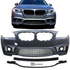 2014-2016 BMW 5-Series F10 LCI M5 Style Front Bumper Conversion W/ Foglight Cover - 8-FB-M5F10-1415-FC