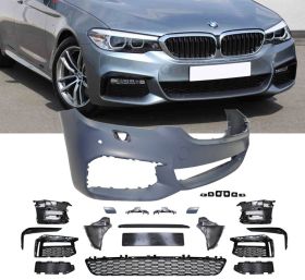 2017-2018 BMW 5-Series G30 Sedan M-Tech Front Bumper Cover Fog Cover Grille Polypropylene - 8-FB-MTG3017-FC