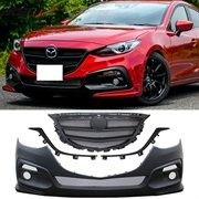 2014-2016 Mazda 3 KS Style Black Front Bumper Conversion With Grille + Fog Lights - 8-FB-MZ31416KS-PP