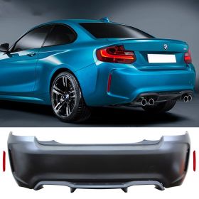 2014-2017 BMW 2-Series F22 Coupe M2 Style Twin Outlet Rear Bumper Cover Diffuser - 8-RB-M2F221418-TW
