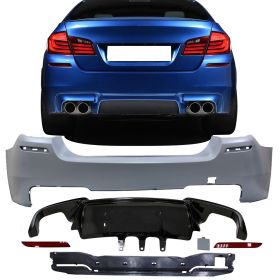 2011-2016 BMW 5-Series F10 Sedan M5 Style Rear Bumper Conversion Twin Outlet Kits - 8-RB-M5F10-1116-TW