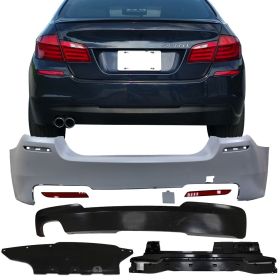 2011-2016 BMW 5-Series F10 Sedan MTech Style Rear Bumper Conversion Kits Single Outlet - 8-RB-MTF10-1116-SG