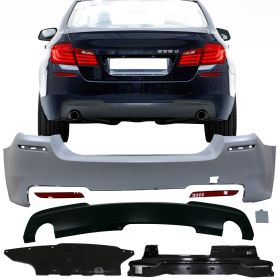 2011-2016 BMW 5-Series F10 Sedan MTech Style Rear Bumper Conversion Kits Twin Outlet - 8-RB-MTF10-1116-TW