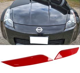 2003-2008 Nissan 350z ABS Headlight Eyelids Eyebrows Cover Painted #AX6 Red - 9-EY-0098