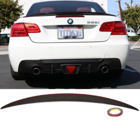 2007-2013 BMW 3-Series E93 Convertible Carbon Fiber P Style Red Line Trunk Spoiler - 9-T-0107-R