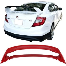 2012-2015 Honda Civic Sedan Mugen Style Trunk Spoiler Painted Rallye Red ABS - AST-HC124MU-R513